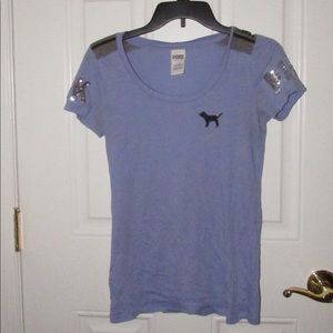 Short sleeve purple and gray shirt from pink